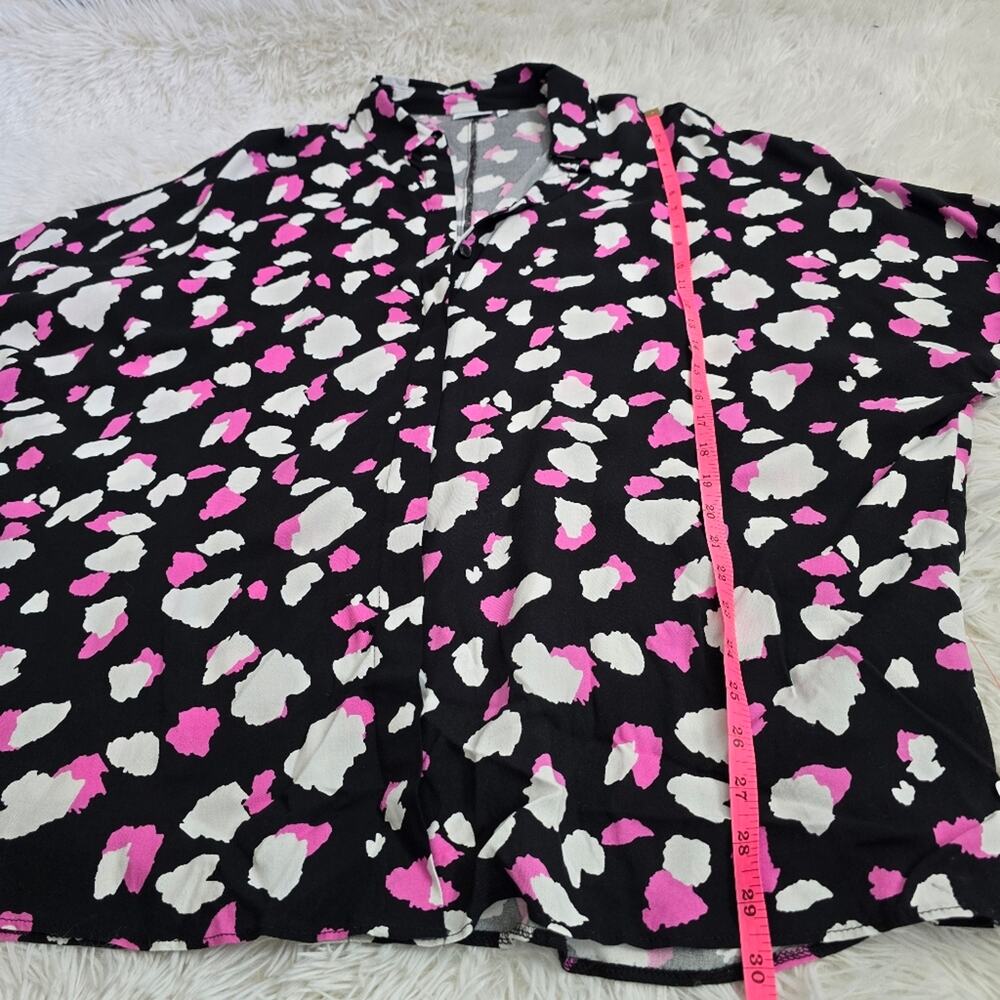 NWT Asos Design Oversized Long Sleeve Pink Mono Splodge Print Button Up Blouse - Picture 8 of 10